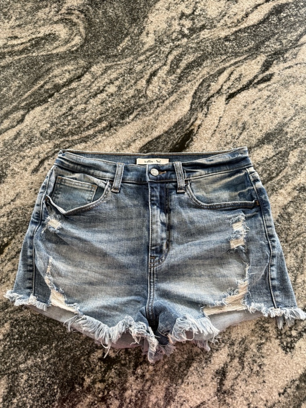 Willow & Root- Distressed Light Blue Women's Denim Shorts